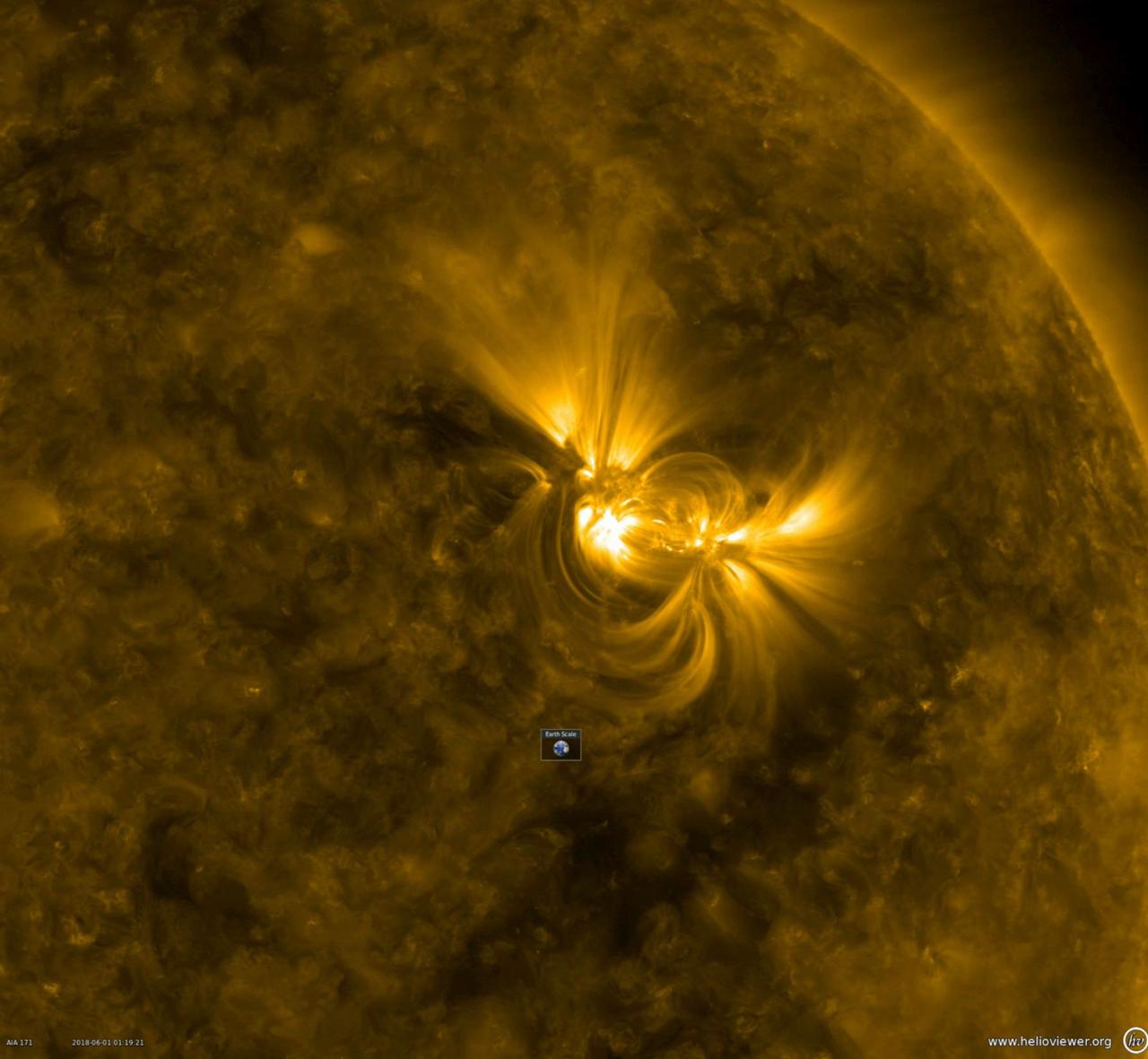 Bucles magnéticos luminosos sobre la superficie solar